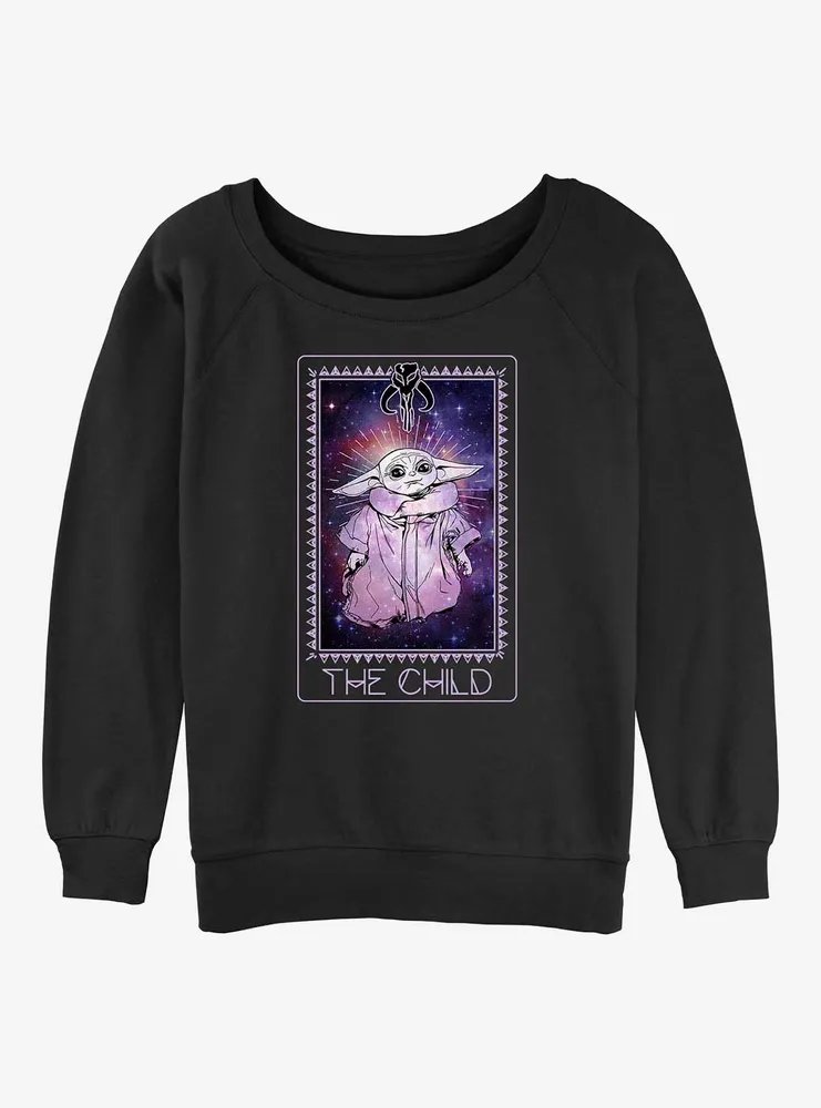 Star Wars The Mandalorian Cosmic Child Tarot Womens Slouchy Sweatshirt