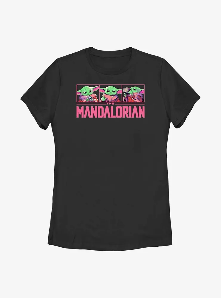 Star Wars The Mandalorian Grogu Neon Logo Womens T-Shirt