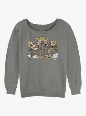 Star Wars The Mandalorian Vintage Flower Child Womens Slouchy Sweatshirt