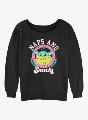 Star Wars The Mandalorian Grogu Naps And Snacks Womens Slouchy Sweatshirt