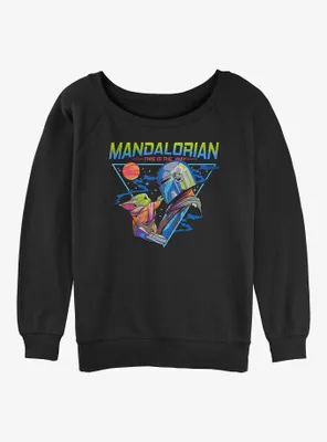 Star Wars The Mandalorian Grogu and Din Djarin Triangle Womens Slouchy Sweatshirt