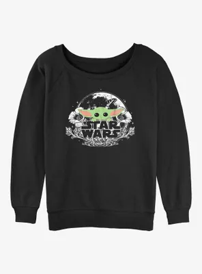 Star Wars The Mandalorian Child Floral Womens Slouchy Sweatshirt