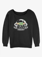 Star Wars The Mandalorian Child Floral Womens Slouchy Sweatshirt