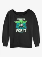 Star Wars The Mandalorian Grogu Tea I'm Here For It Womens Slouchy Sweatshirt