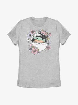 Star Wars The Mandalorian Grogu Floral Bassinet Womens T-Shirt
