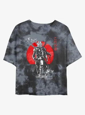 Star Wars The Mandalorian Sumi Ink Red Sun Tie-Dye Womens Crop T-Shirt