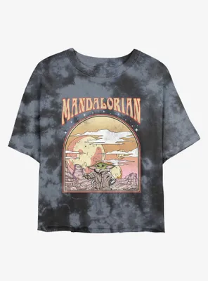 Star Wars The Mandalorian Sunset Child Tie-Dye Womens Crop T-Shirt