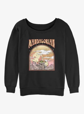 Star Wars The Mandalorian Sunset Child Womens Slouchy Sweatshirt