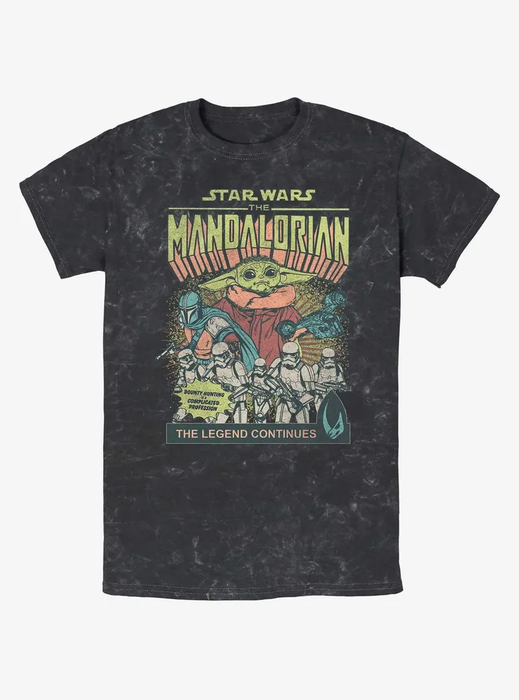 Star Wars The Mandalorian Grogu Comic Cover Mineral Wash T-Shirt