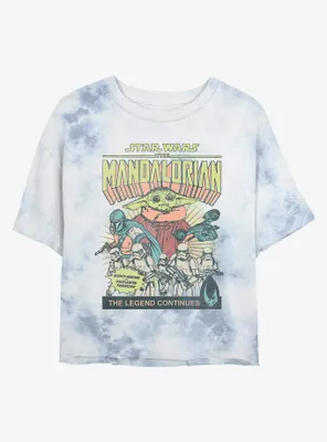 Star Wars The Mandalorian Grogu Comic Cover Tie-Dye Womens Crop T-Shirt