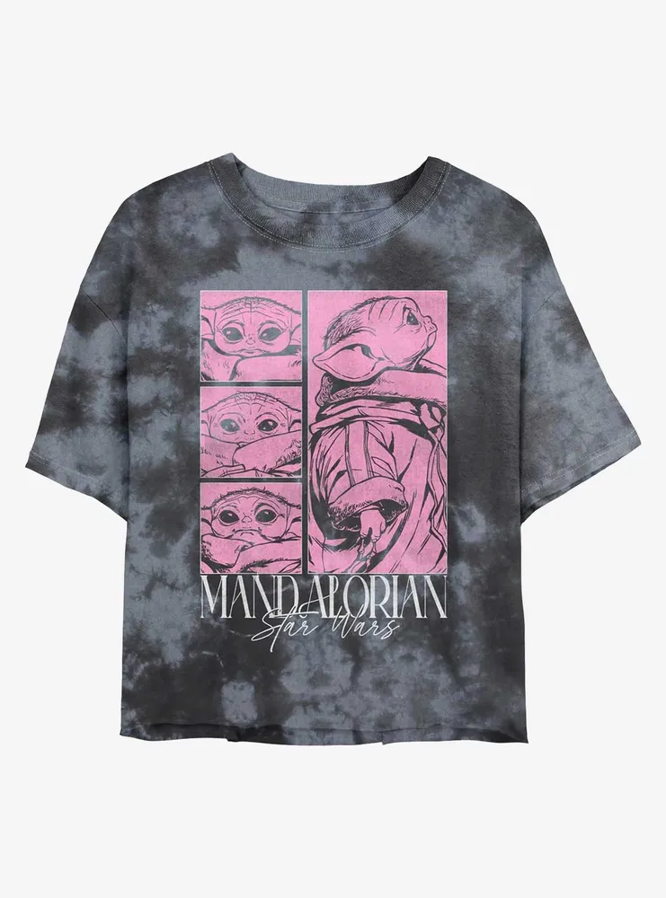 Star Wars The Mandalorian Grogu Poster Tie-Dye Womens Crop T-Shirt