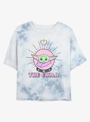 Star Wars The Mandalorian Child Orb Tie-Dye Womens Crop T-Shirt