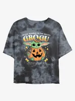 Star Wars The Mandalorian Pumpkin Grogu Tie-Dye Womens Crop T-Shirt