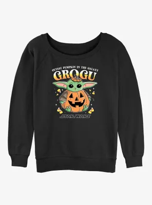 Star Wars The Mandalorian Pumpkin Grogu Womens Slouchy Sweatshirt