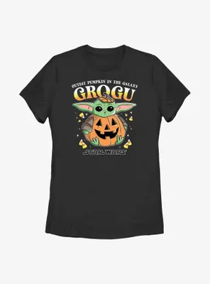 Star Wars The Mandalorian Pumpkin Grogu Womens T-Shirt