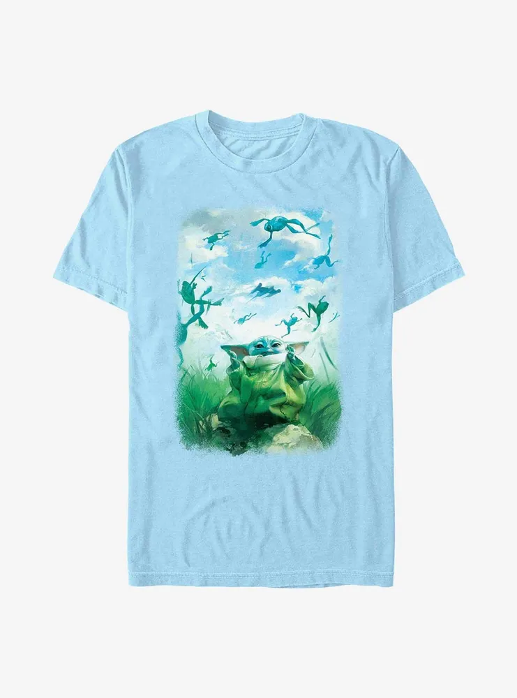 Star Wars The Mandalorian Grogu Watercolor Frogs Poster T-Shirt