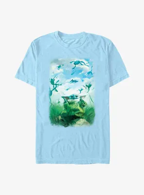 Star Wars The Mandalorian Grogu Watercolor Frogs Poster T-Shirt