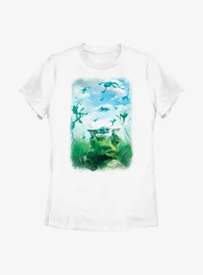 Star Wars The Mandalorian Grogu Watercolor Frogs Poster Womens T-Shirt