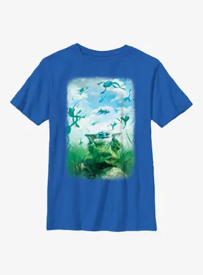 Star Wars The Mandalorian Grogu Watercolor Frogs Poster Youth T-Shirt