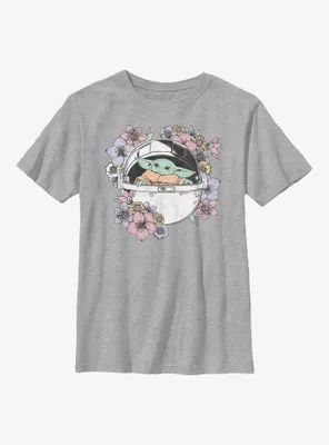 Star Wars The Mandalorian Grogu Floral Bassinet Youth T-Shirt