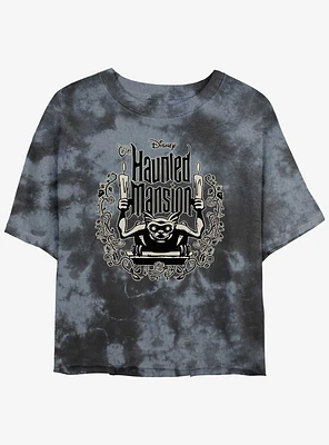 Disney Haunted Mansion Gargoyle Candle Holder Tie-Dye Girls Crop T-Shirt