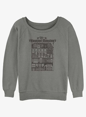 Disney Haunted Mansion Blueprint Girls Slouchy Sweatshirt