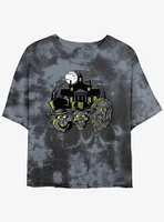 Disney Haunted Mansion Hitchhiking Ghosts Heads Tie-Dye Girls Crop T-Shirt