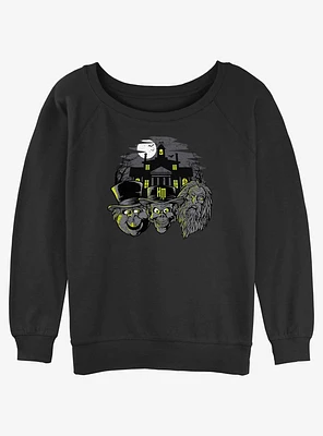 Disney Haunted Mansion Hitchhiking Ghosts Heads Girls Slouchy Sweatshirt