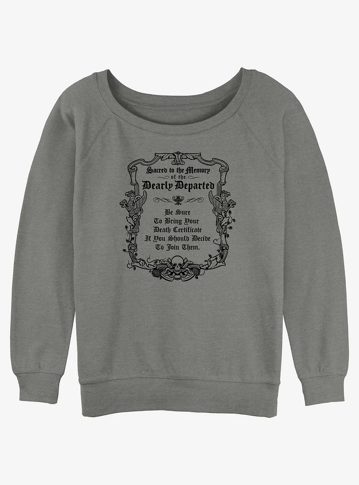 Disney Haunted Mansion Message To The Dearly Departed Girls Slouchy Sweatshirt