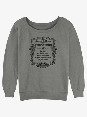 Disney Haunted Mansion Message To The Dearly Departed Girls Slouchy Sweatshirt