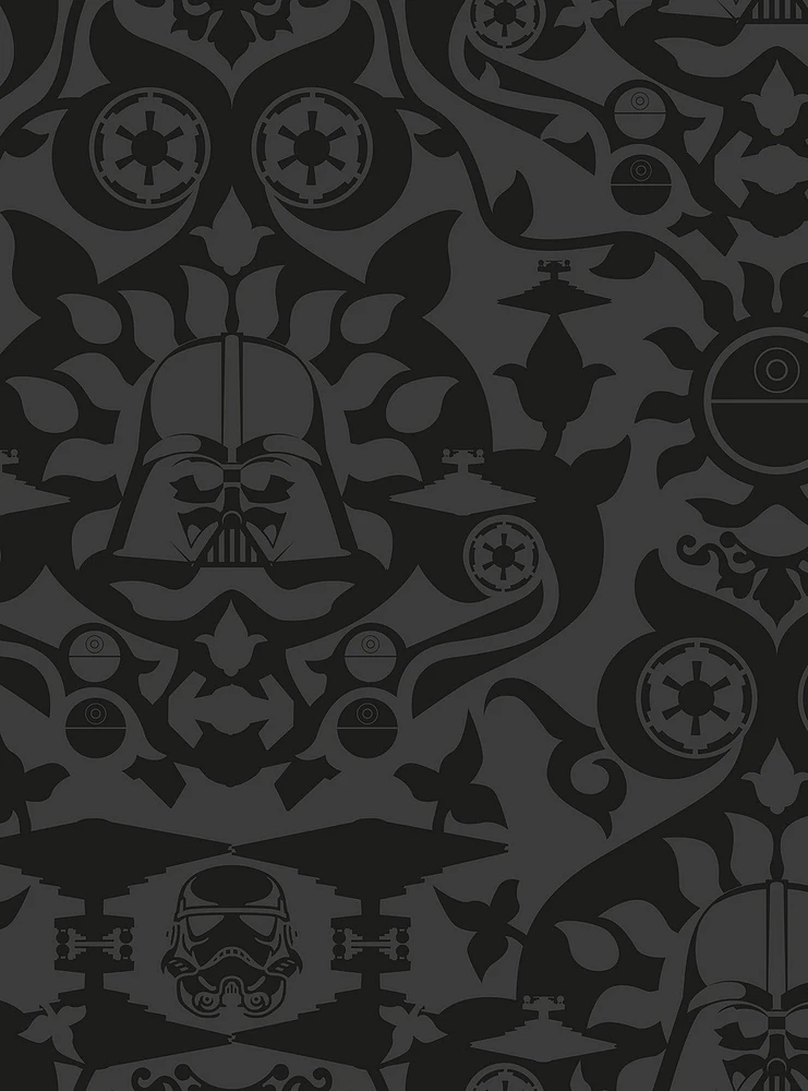 Star Wars The Dark Side Damask Charcoal Peel & Stick Wallpaper