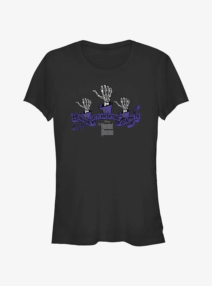 Disney Haunted Mansion Beware Hitchhiking Ghosts Girls T-Shirt