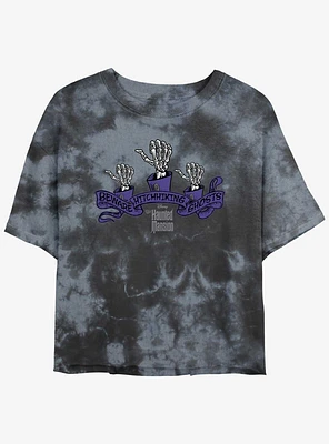 Disney Haunted Mansion Beware Hitchhiking Ghosts Tie-Dye Girls Crop T-Shirt