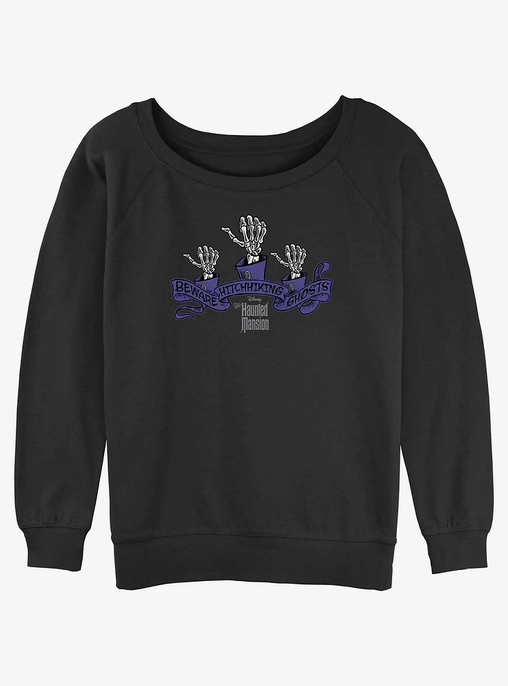 Disney Haunted Mansion Beware Hitchhiking Ghosts Girls Slouchy Sweatshirt