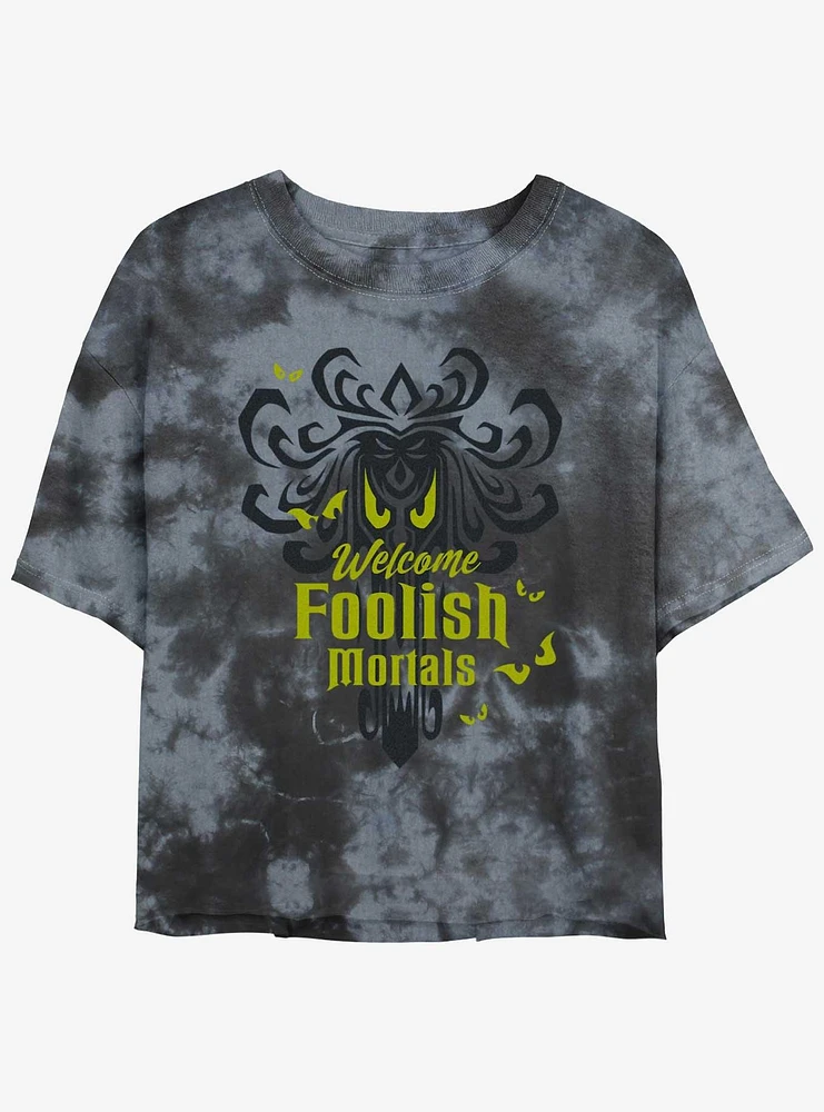 Disney Haunted Mansion Spooky Eyes Welcome Foolish Mortals Tie-Dye Girls Crop T-Shirt