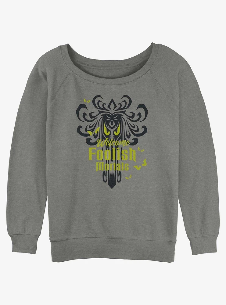 Disney Haunted Mansion Spooky Eyes Welcome Foolish Mortals Girls Slouchy Sweatshirt