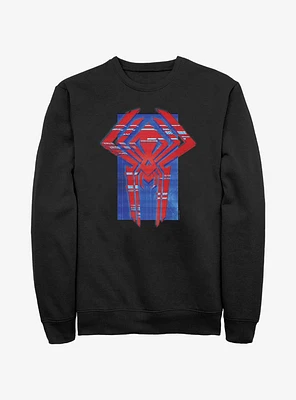 Marvel Spider-Man Spider Symbol Glitch Lines Sweatshirt