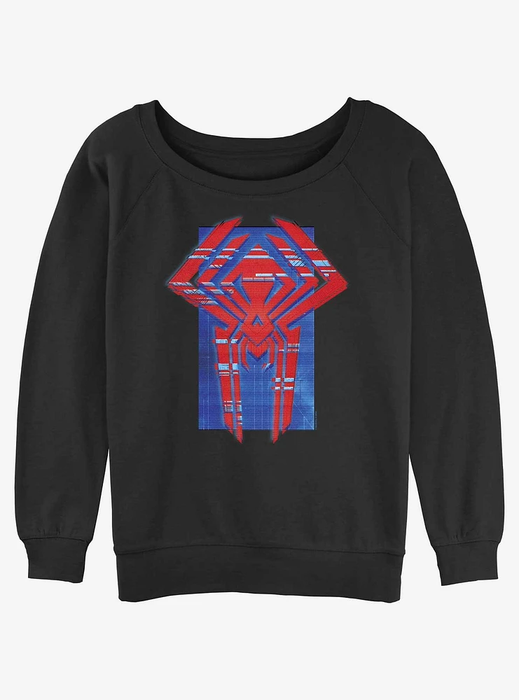 Marvel Spider-Man Spider Symbol Glitch Lines Girls Slochy Sweatshirt