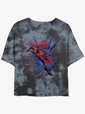 Marvel Spider-Man 2099 Graphic Girls Tie-Dye Crop T-Shirt