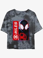 Marvel Spider-Man Miles Morales Simple Comic Girls Tie-Dye Crop T-Shirt