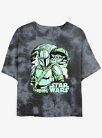 Star Wars The Mandalorian With Grogu Pop Art Girls Tie-Dye Crop T-Shirt