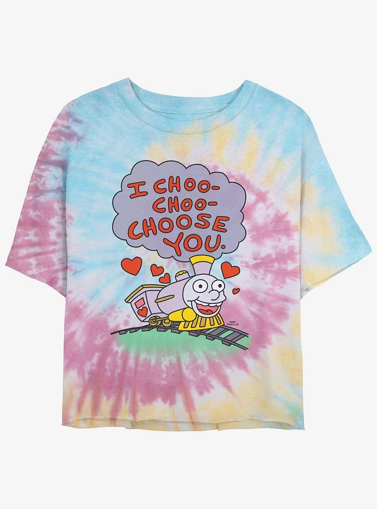 Simpsons Choo-Choose You Girls Tie-Dye Crop T-Shirt