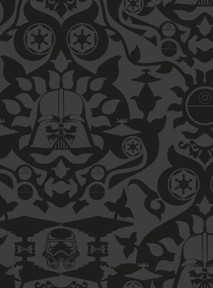 Star Wars The Dark Side Damask Charcoal Peel & Stick Wallpaper