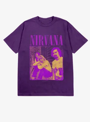 Nirvana Purple Group Boyfriend Fit Girls T-Shirt
