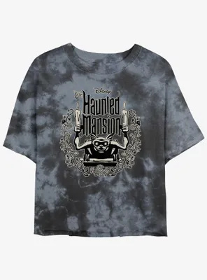 Disney Haunted Mansion Gargoyle Candle Holder Tie-Dye Womens Crop T-Shirt