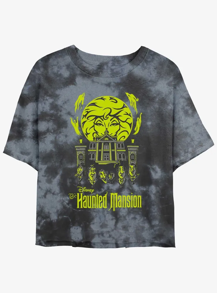Disney Haunted Mansion Leota Toombs Crystal Ball Talking Heads Tie-Dye Womens Crop T-Shirt