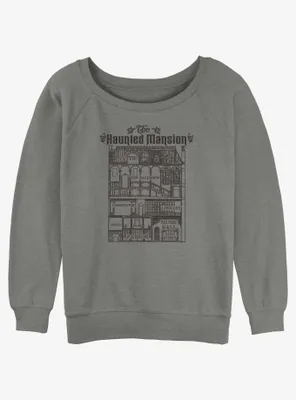 Disney Haunted Mansion Blueprint Womens Slouchy Sweatshirt