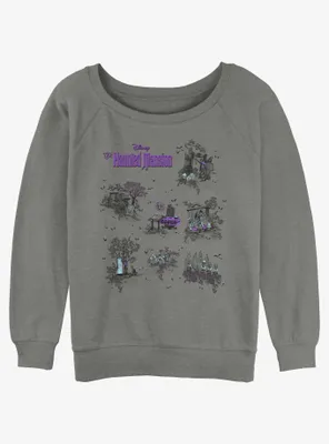 Disney Haunted Mansion Map Womens Slouchy Sweatshirt
