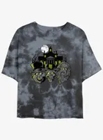 Disney Haunted Mansion Hitchhiking Ghosts Heads Tie-Dye Womens Crop T-Shirt