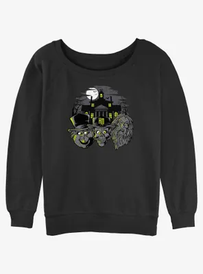 Disney Haunted Mansion Hitchhiking Ghosts Heads Womens Slouchy Sweatshirt